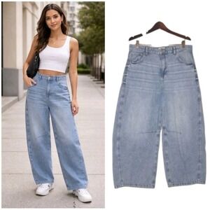 C&A Horseshoe Jeans Barrel Wide Leg Denim Womens Size EU 42 US 12 High Rise